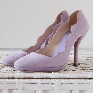 Prada Purple Suede Scalloped High Heel Pumps Luxury Shoes Italy EUR 40 US 9.5